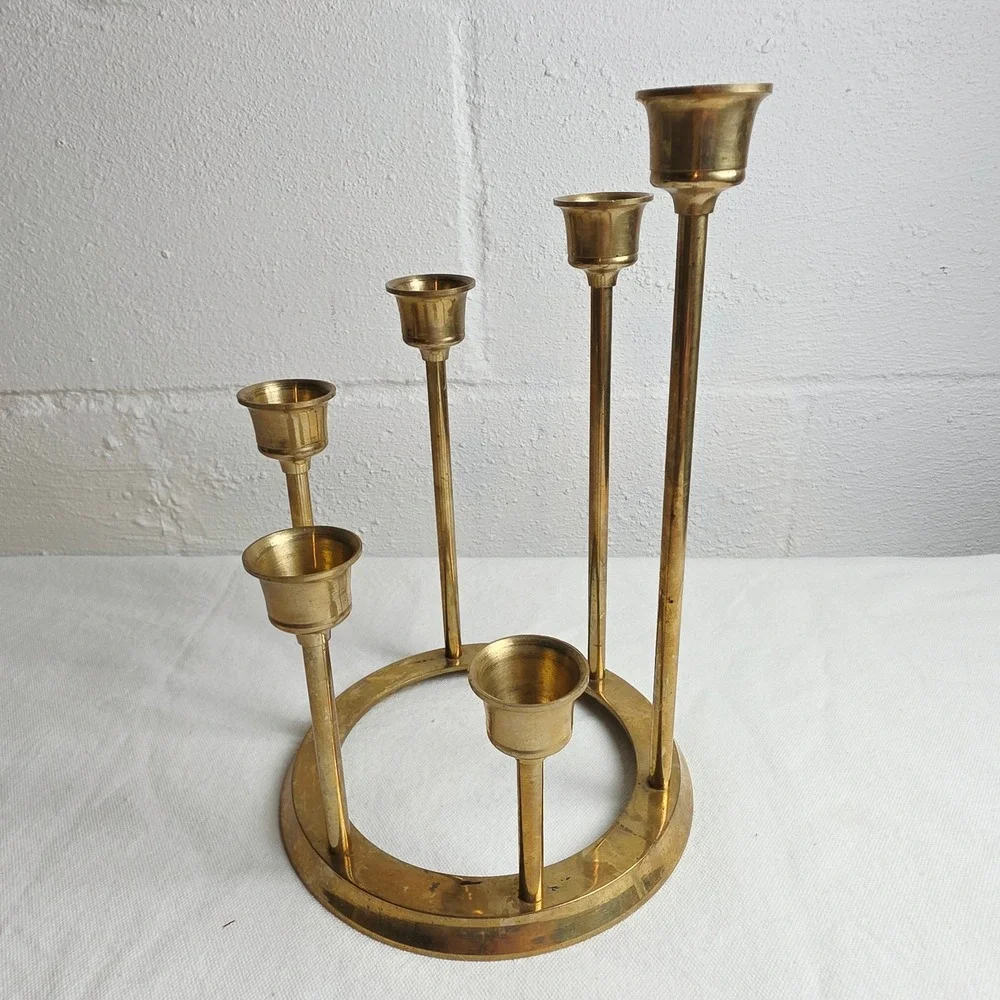 Beacon Hill Vintage Brass 6-Light Crescendo Taper Candle Holder